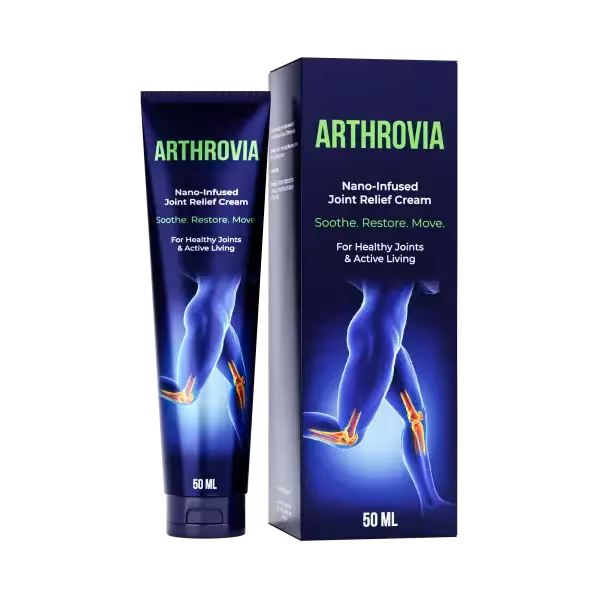 Arthrovia crema para las articulaciones frasco y caja del producto de uso tópico